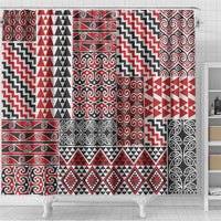 Aotearoa Kowhaiwhai Taniko Patchwork Motifs Shower Curtain
