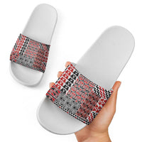 Aotearoa Kowhaiwhai Taniko Patchwork Motifs Slide Sandals - Polynesian Pride
