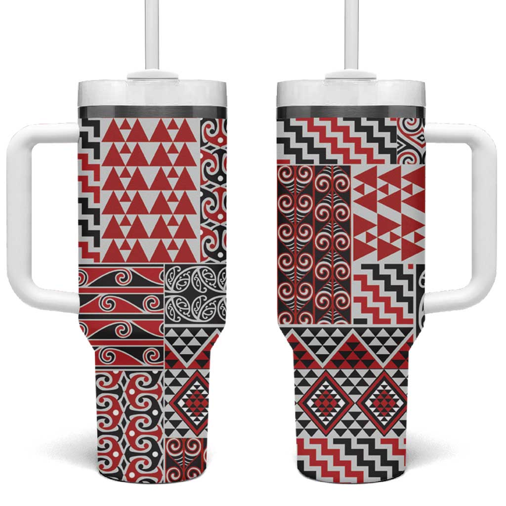 Aotearoa Kowhaiwhai Taniko Patchwork Motifs Tumbler With Handle