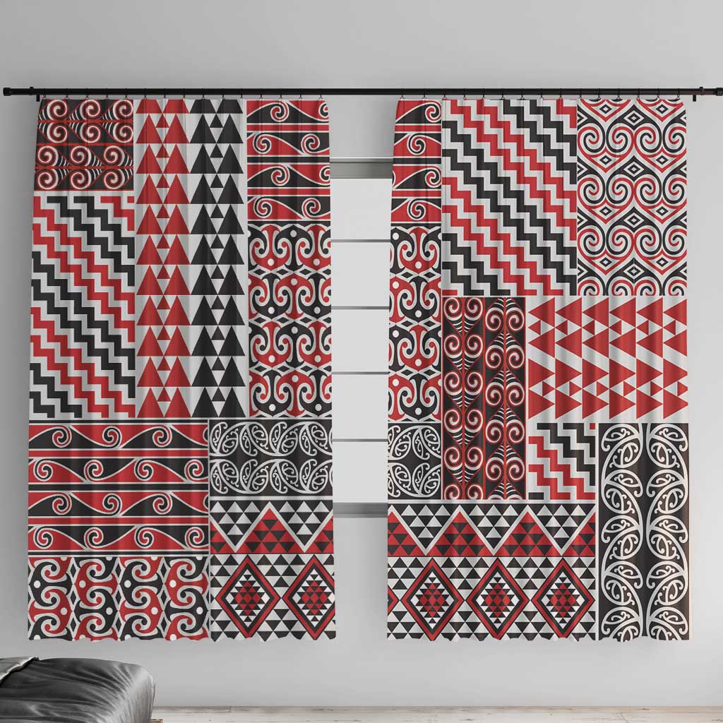 Aotearoa Kowhaiwhai Taniko Patchwork Motifs Window Curtain