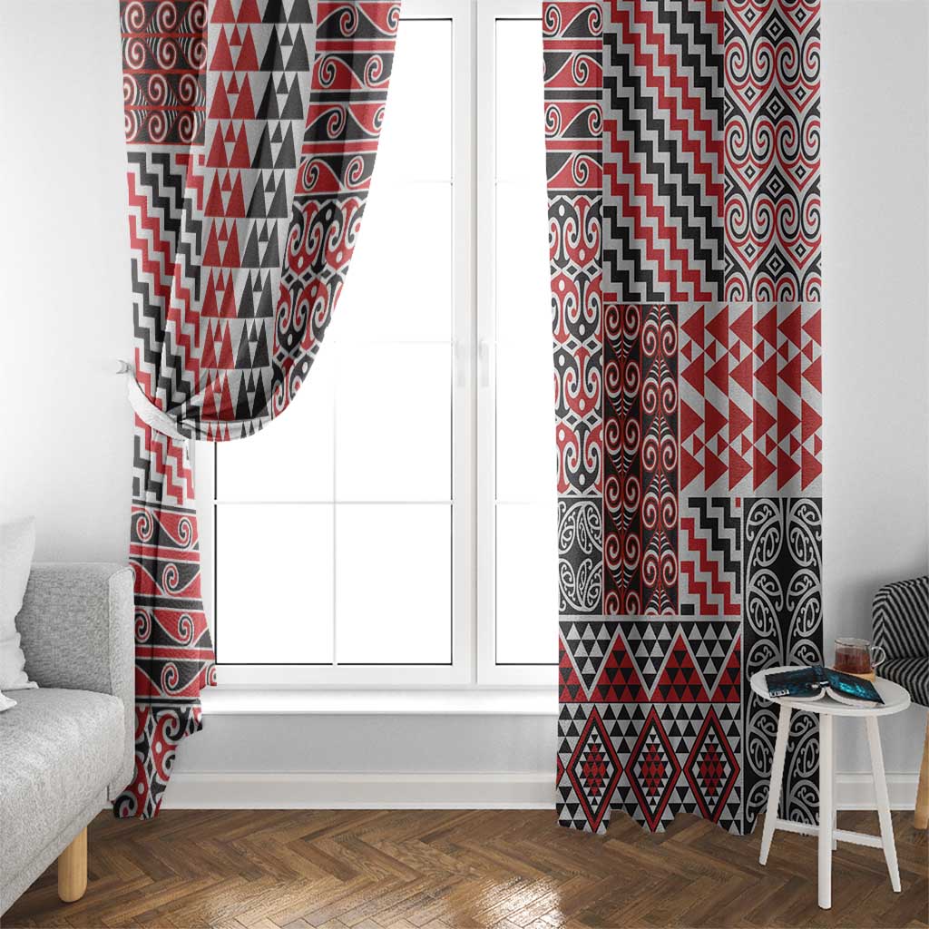 Aotearoa Kowhaiwhai Taniko Patchwork Motifs Window Curtain