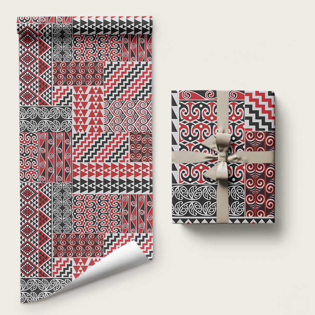 Aotearoa Kowhaiwhai Taniko Patchwork Motifs Wrapping Paper - Polynesian Pride