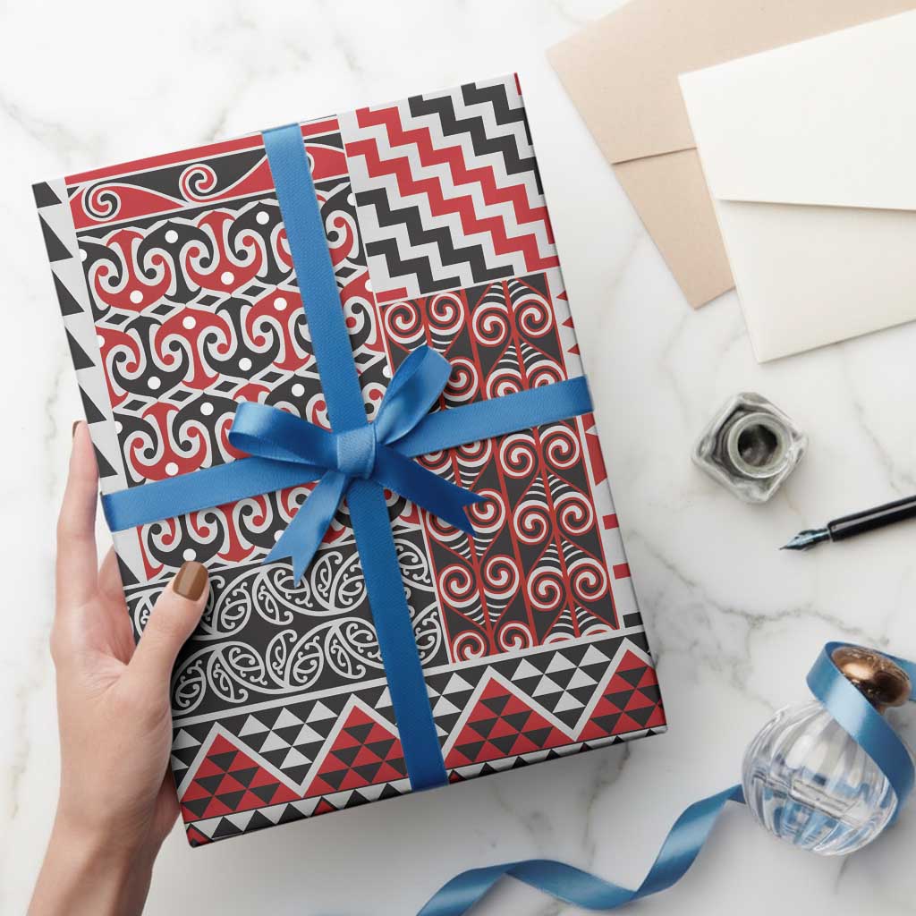 Aotearoa Kowhaiwhai Taniko Patchwork Motifs Wrapping Paper - Polynesian Pride