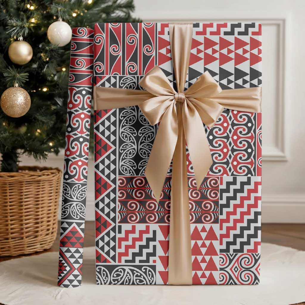 Aotearoa Kowhaiwhai Taniko Patchwork Motifs Wrapping Paper - Polynesian Pride