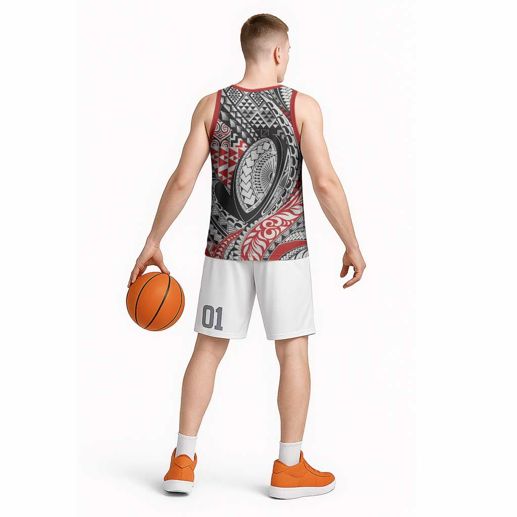 Aotearoa Maori Rugby Tribal Tattoo Basketball Jersey Kowhaiwhai Taniko Patchwork Motifs - Polynesian Pride