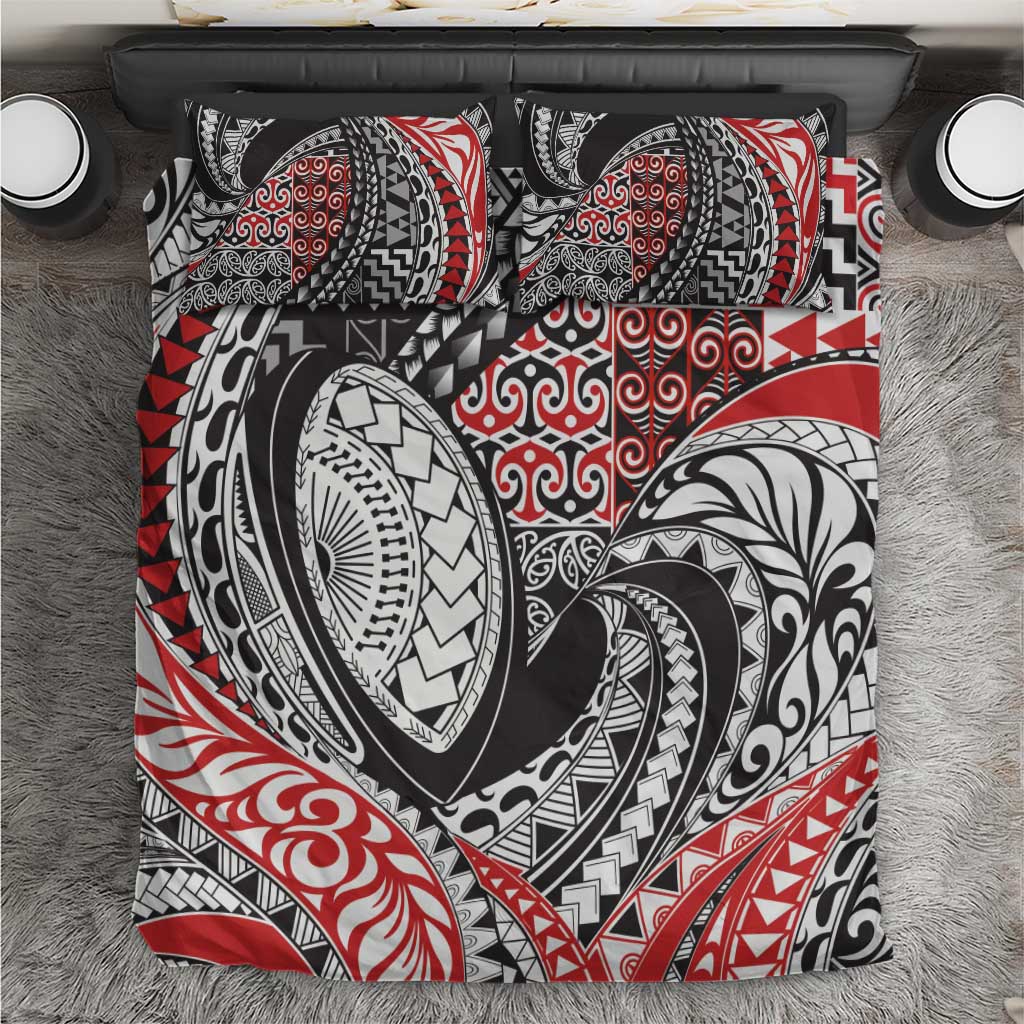 Aotearoa Maori Rugby Tribal Tattoo Bedding Set Kowhaiwhai Taniko Patchwork Motifs