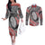 Aotearoa Maori Rugby Tribal Tattoo Couples Matching Off The Shoulder Long Sleeve Dress and Long Sleeve Button Shirt Kowhaiwhai Taniko Patchwork Motifs