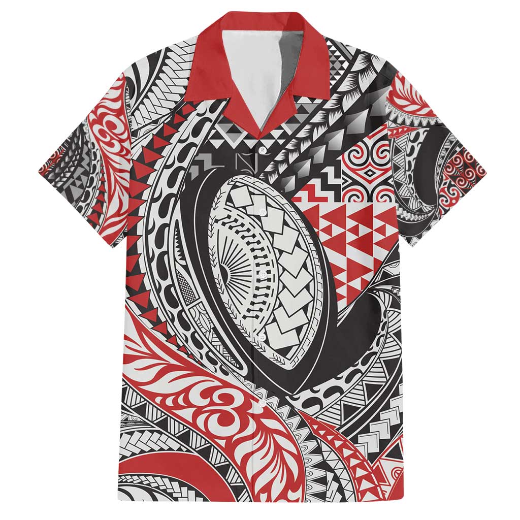 Aotearoa Maori Rugby Tribal Tattoo Hawaiian Shirt Kowhaiwhai Taniko Patchwork Motifs