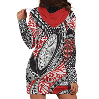 Aotearoa Maori Rugby Tribal Tattoo Hoodie Dress Kowhaiwhai Taniko Patchwork Motifs LT9 - Polynesian Pride