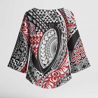 Aotearoa Maori Rugby Tribal Tattoo Kimono Sleeve Blouse Kowhaiwhai Taniko Patchwork Motifs - Polynesian Pride