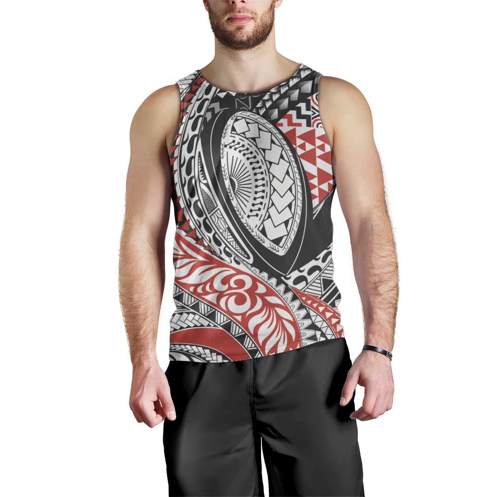 Aotearoa Maori Rugby Tribal Tattoo Men Tank Top Kowhaiwhai Taniko Patchwork Motifs
