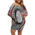 Aotearoa Maori Rugby Tribal Tattoo Off Shoulder Short Dress Kowhaiwhai Taniko Patchwork Motifs