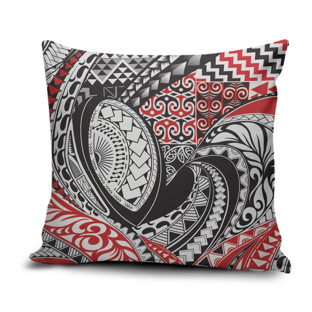 Aotearoa Maori Rugby Tribal Tattoo Pillow Cover Kowhaiwhai Taniko Patchwork Motifs - Polynesian Pride