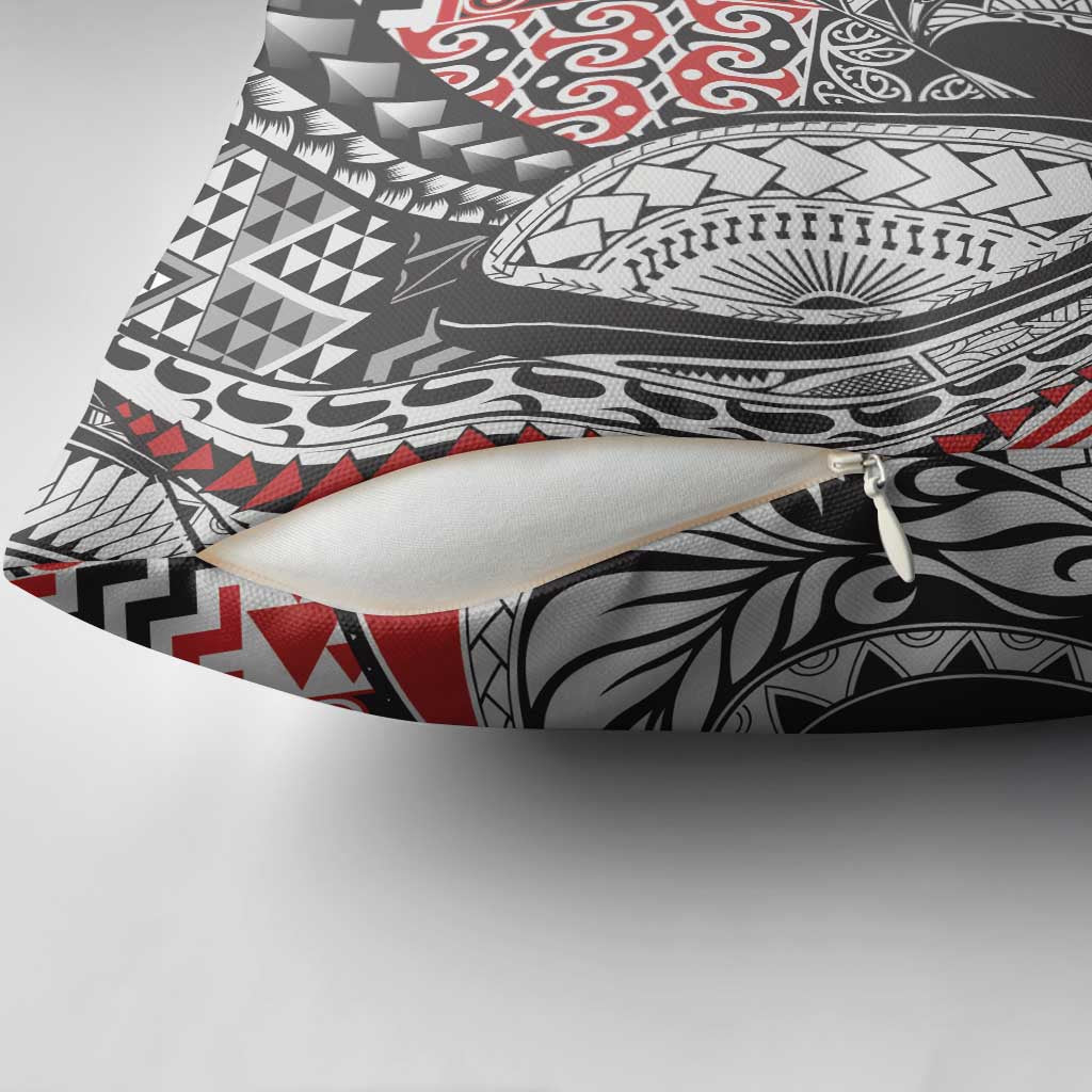 Aotearoa Maori Rugby Tribal Tattoo Pillow Cover Kowhaiwhai Taniko Patchwork Motifs - Polynesian Pride