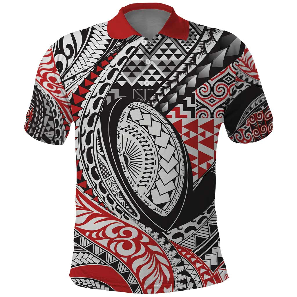 Aotearoa Maori Rugby Tribal Tattoo Polo Shirt Kowhaiwhai Taniko Patchwork Motifs