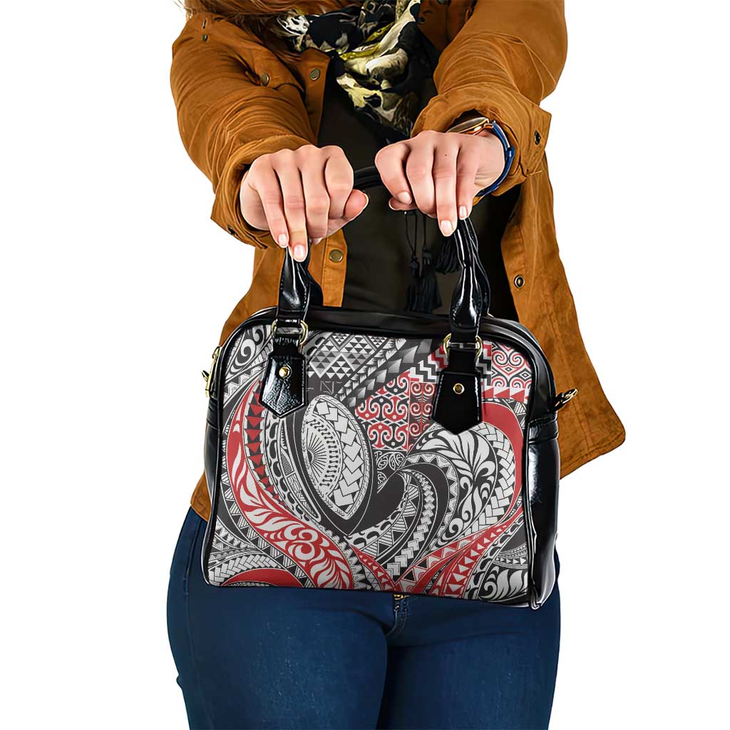 Aotearoa Maori Rugby Tribal Tattoo Shoulder Handbag Kowhaiwhai Taniko Patchwork Motifs