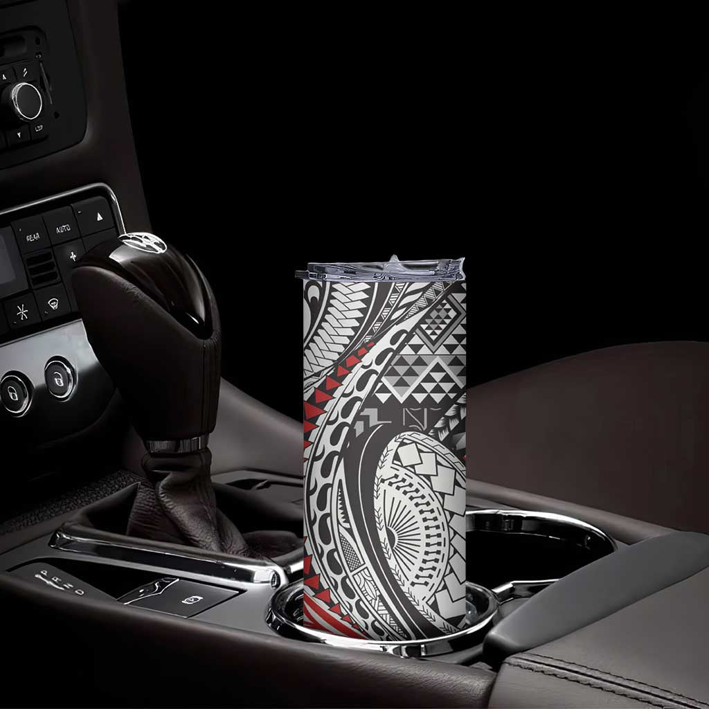 Aotearoa Maori Rugby Tribal Tattoo Skinny Tumbler Kowhaiwhai Taniko Patchwork Motifs LT9 - Polynesian Pride