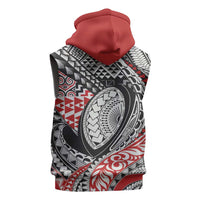 Aotearoa Maori Rugby Tribal Tattoo Sleeveless Zip Hoodie Kowhaiwhai Taniko Patchwork Motifs LT9