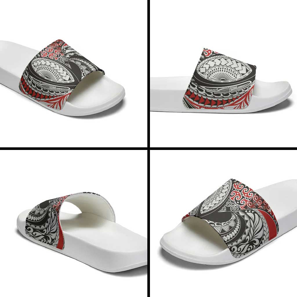 Aotearoa Maori Rugby Tribal Tattoo Slide Sandals Kowhaiwhai Taniko Patchwork Motifs - Polynesian Pride
