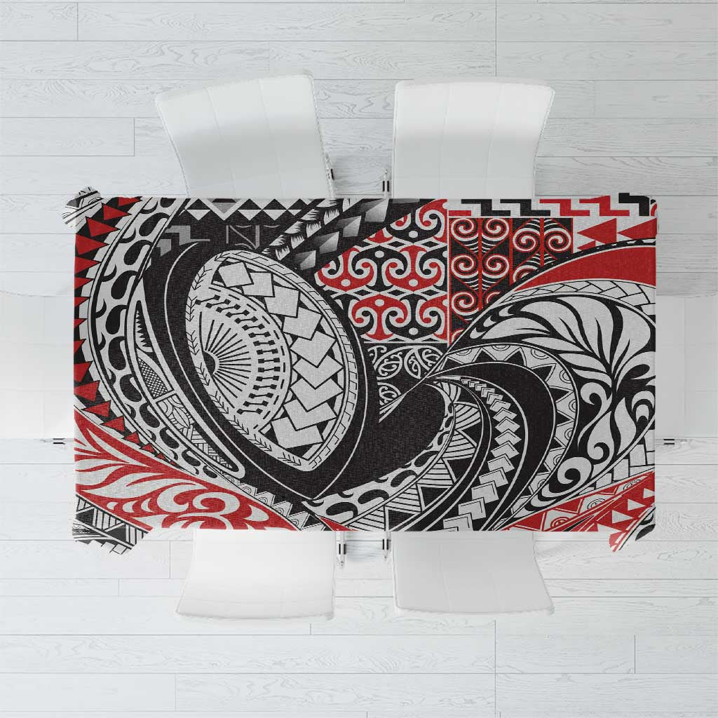 Aotearoa Maori Rugby Tribal Tattoo Tablecloth Kowhaiwhai Taniko Patchwork Motifs