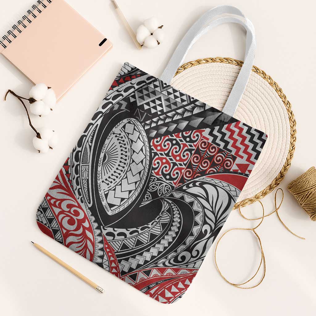 Aotearoa Maori Rugby Tribal Tattoo Tote Bag Kowhaiwhai Taniko Patchwork Motifs - Polynesian Pride