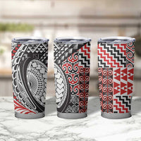 Aotearoa Maori Rugby Tribal Tattoo Tumbler Cup Kowhaiwhai Taniko Patchwork Motifs