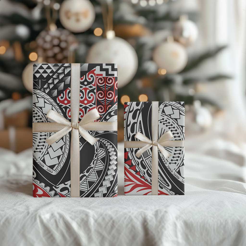 Aotearoa Maori Rugby Tribal Tattoo Wrapping Paper Kowhaiwhai Taniko Patchwork Motifs - Polynesian Pride