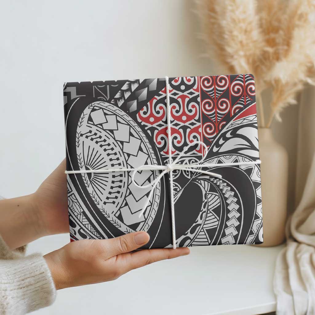 Aotearoa Maori Rugby Tribal Tattoo Wrapping Paper Kowhaiwhai Taniko Patchwork Motifs - Polynesian Pride