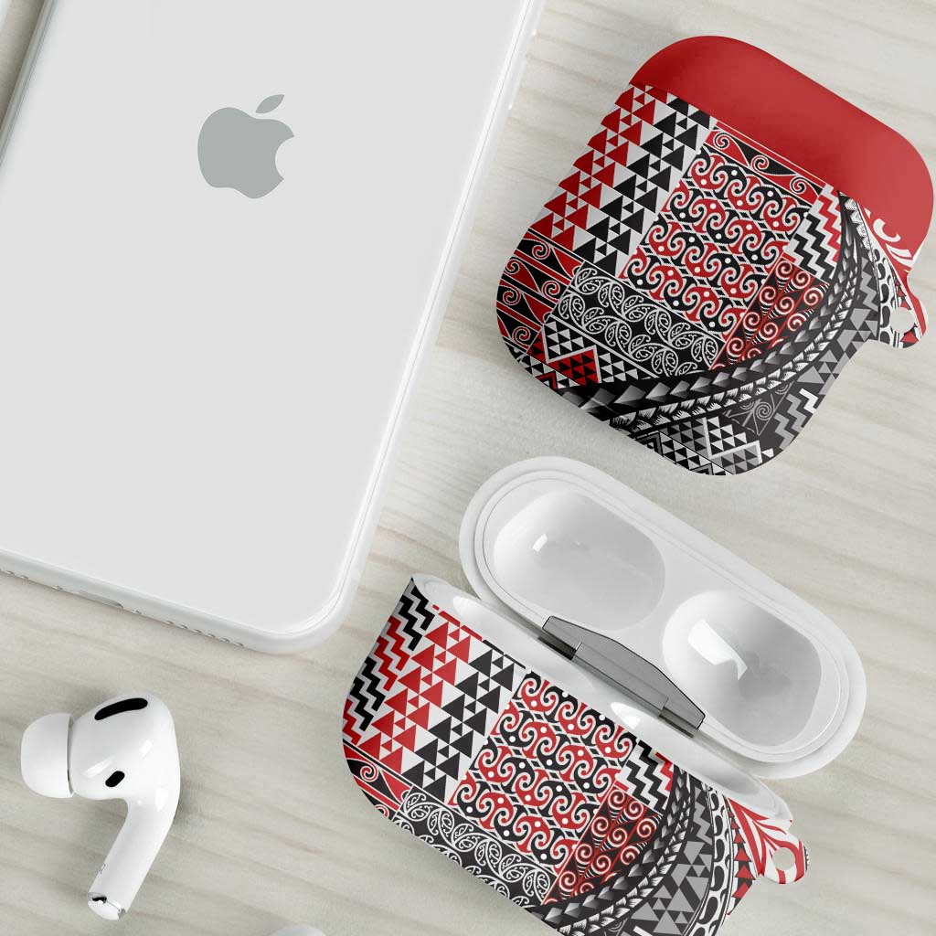 Aotearoa Maori Tribal Tattoo AirPods Case Kowhaiwhai Taniko Patchwork Motifs - Polynesian Pride