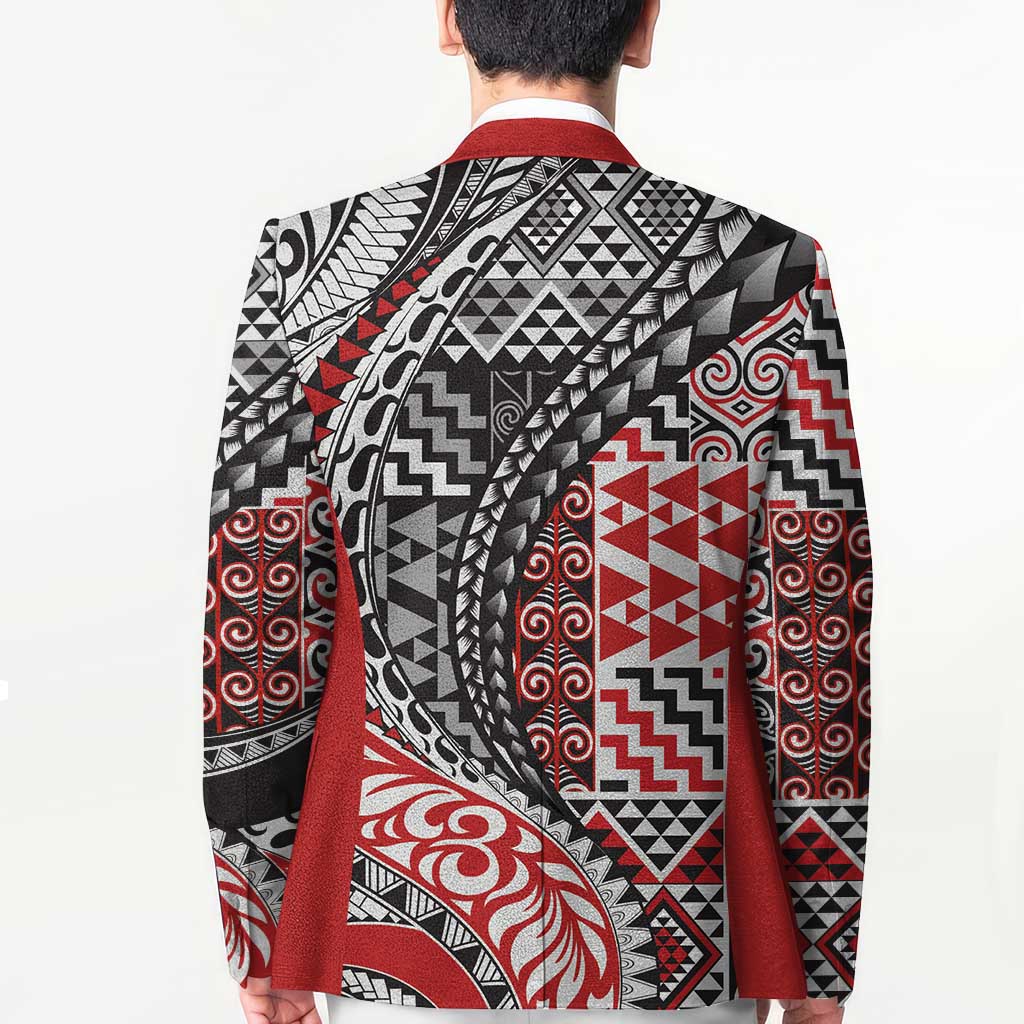 Aotearoa Maori Tribal Tattoo Blazer Kowhaiwhai Taniko Patchwork Motifs - Polynesian Pride