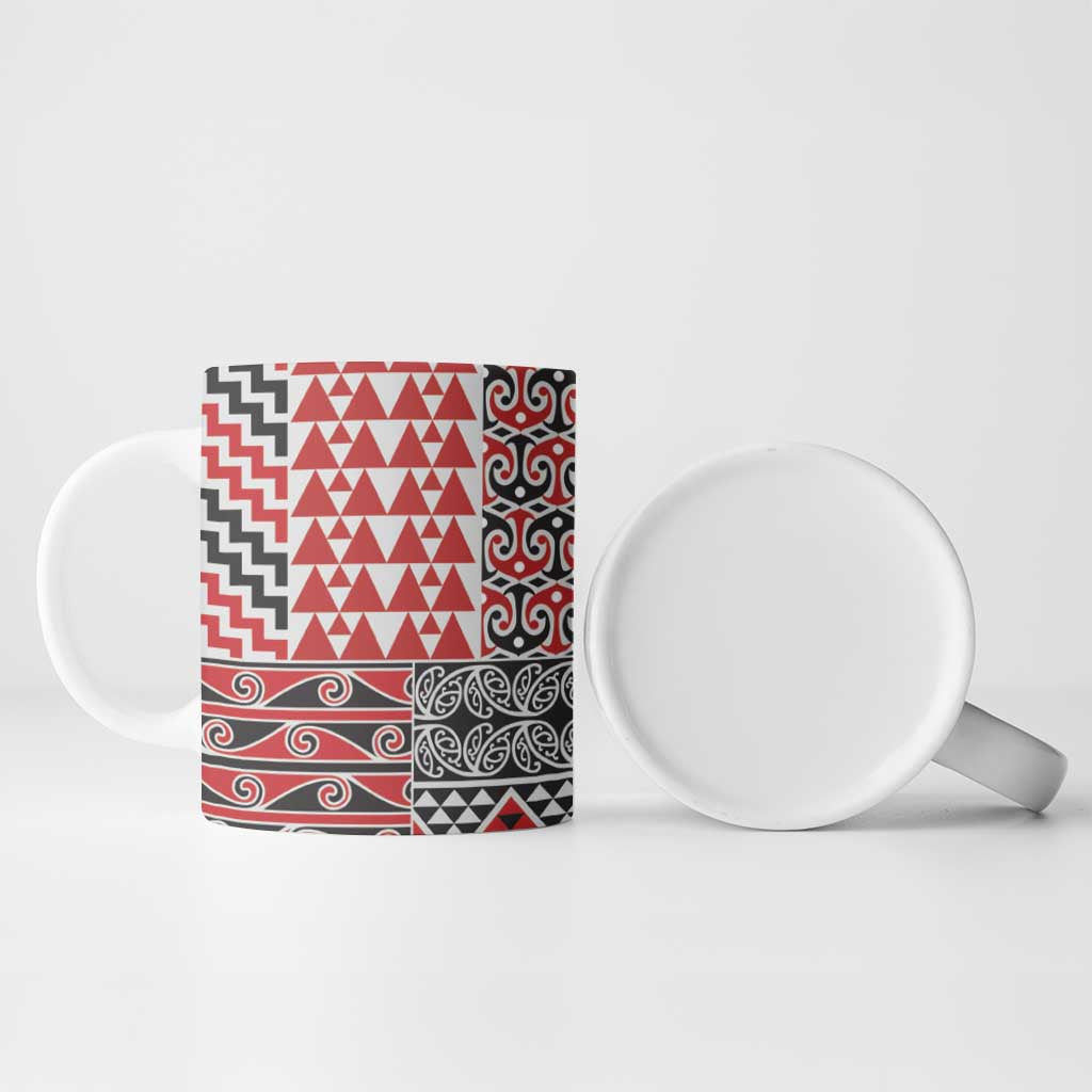 Aotearoa Maori Tribal Tattoo Ceramic Mug Kowhaiwhai Taniko Patchwork Motifs - Polynesian Pride