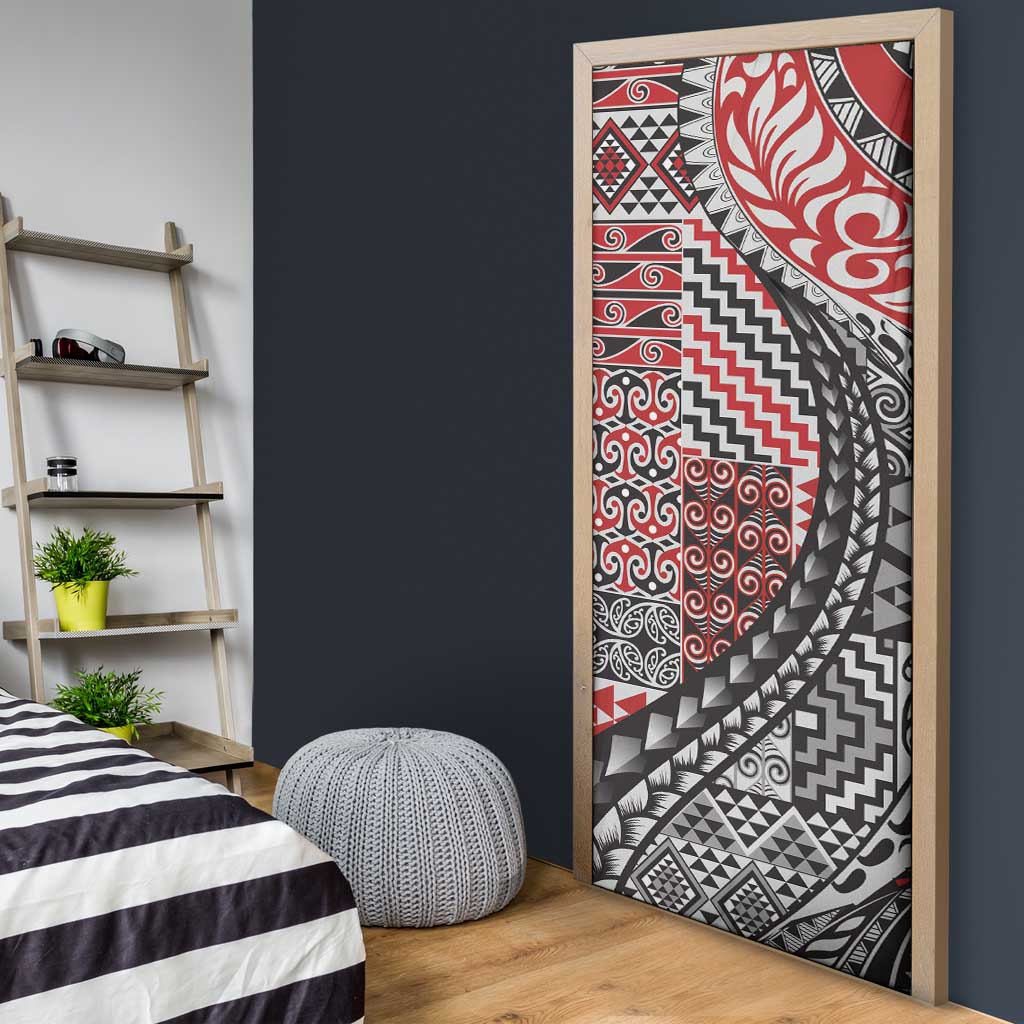 Aotearoa Maori Tribal Tattoo Door Cover Kowhaiwhai Taniko Patchwork Motifs - Polynesian Pride