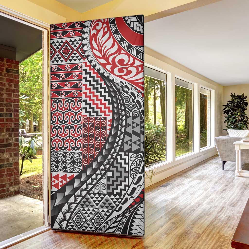 Aotearoa Maori Tribal Tattoo Door Cover Kowhaiwhai Taniko Patchwork Motifs - Polynesian Pride