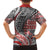 Aotearoa Maori Tribal Tattoo Family Matching Off Shoulder Short Dress and Hawaiian Shirt Kowhaiwhai Taniko Patchwork Motifs