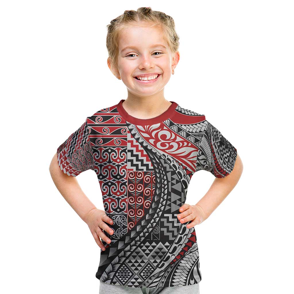 Aotearoa Maori Tribal Tattoo Kid T Shirt Kowhaiwhai Taniko Patchwork Motifs