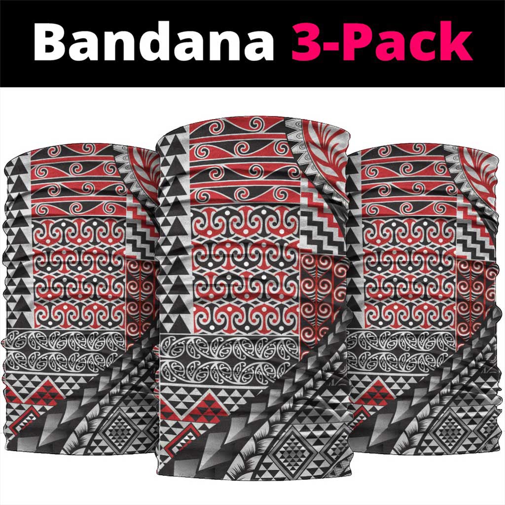 Aotearoa Maori Tribal Tattoo Neck Gaiter Kowhaiwhai Taniko Patchwork Motifs - Polynesian Pride
