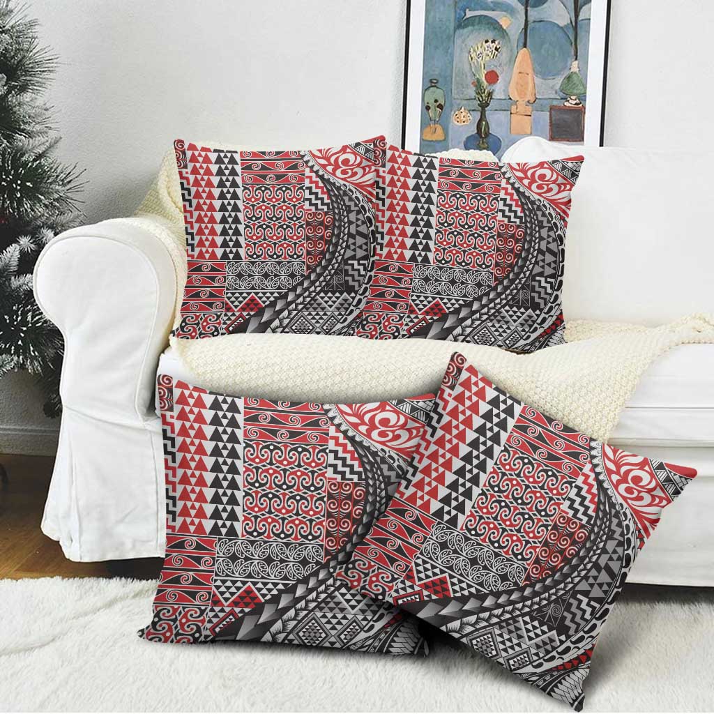 Aotearoa Maori Tribal Tattoo Pillow Cover Kowhaiwhai Taniko Patchwork Motifs - Polynesian Pride