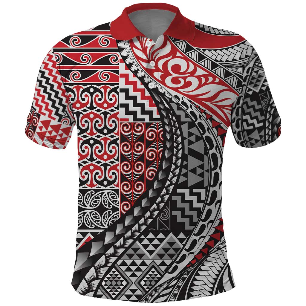 Aotearoa Maori Tribal Tattoo Polo Shirt Kowhaiwhai Taniko Patchwork Motifs