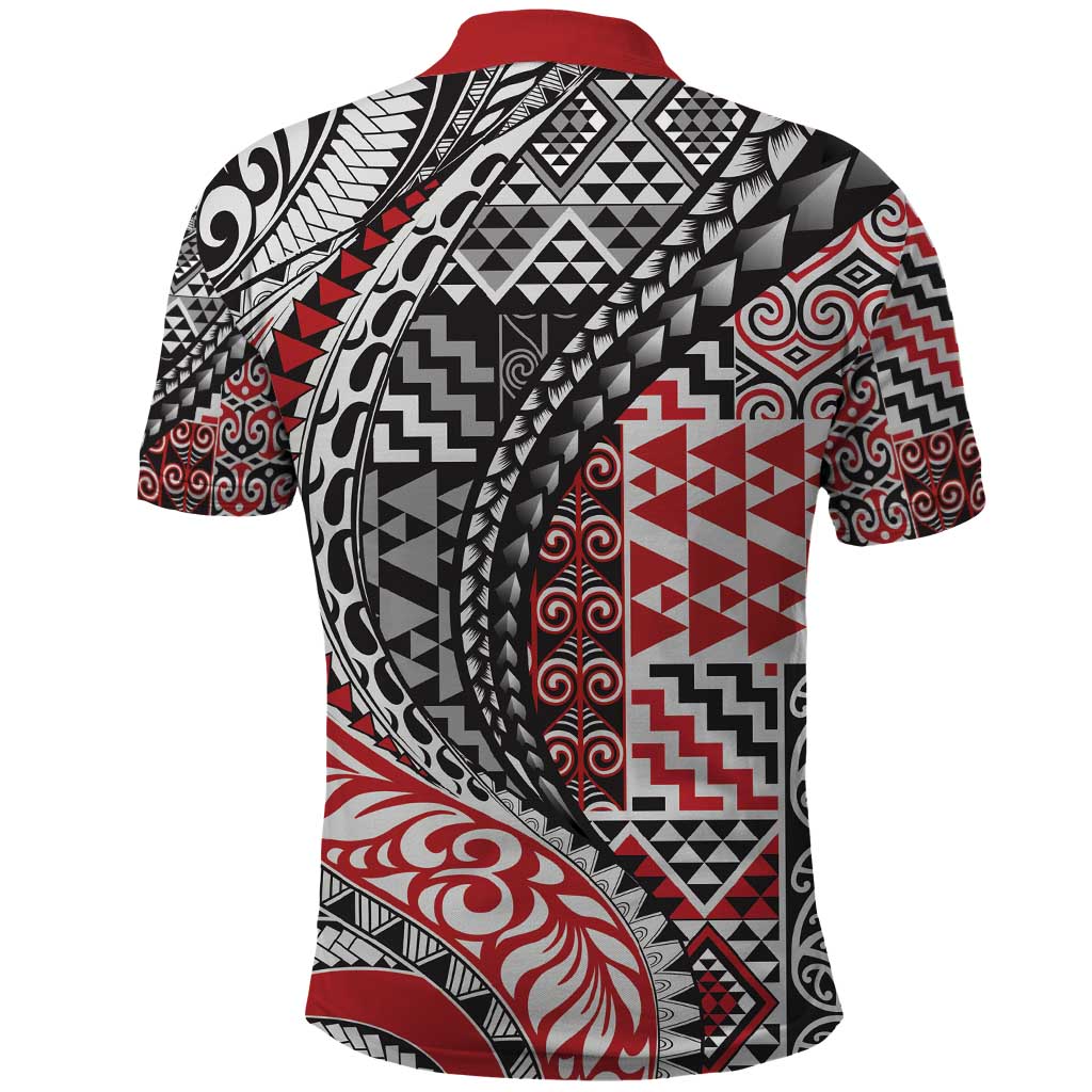 Aotearoa Maori Tribal Tattoo Polo Shirt Kowhaiwhai Taniko Patchwork Motifs