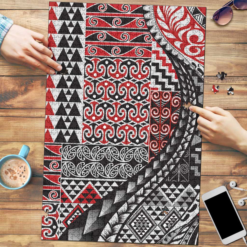 Aotearoa Maori Tribal Tattoo Puzzle Kowhaiwhai Taniko Patchwork Motifs - Polynesian Pride