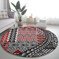 Aotearoa Maori Tribal Tattoo Round Carpet Kowhaiwhai Taniko Patchwork Motifs