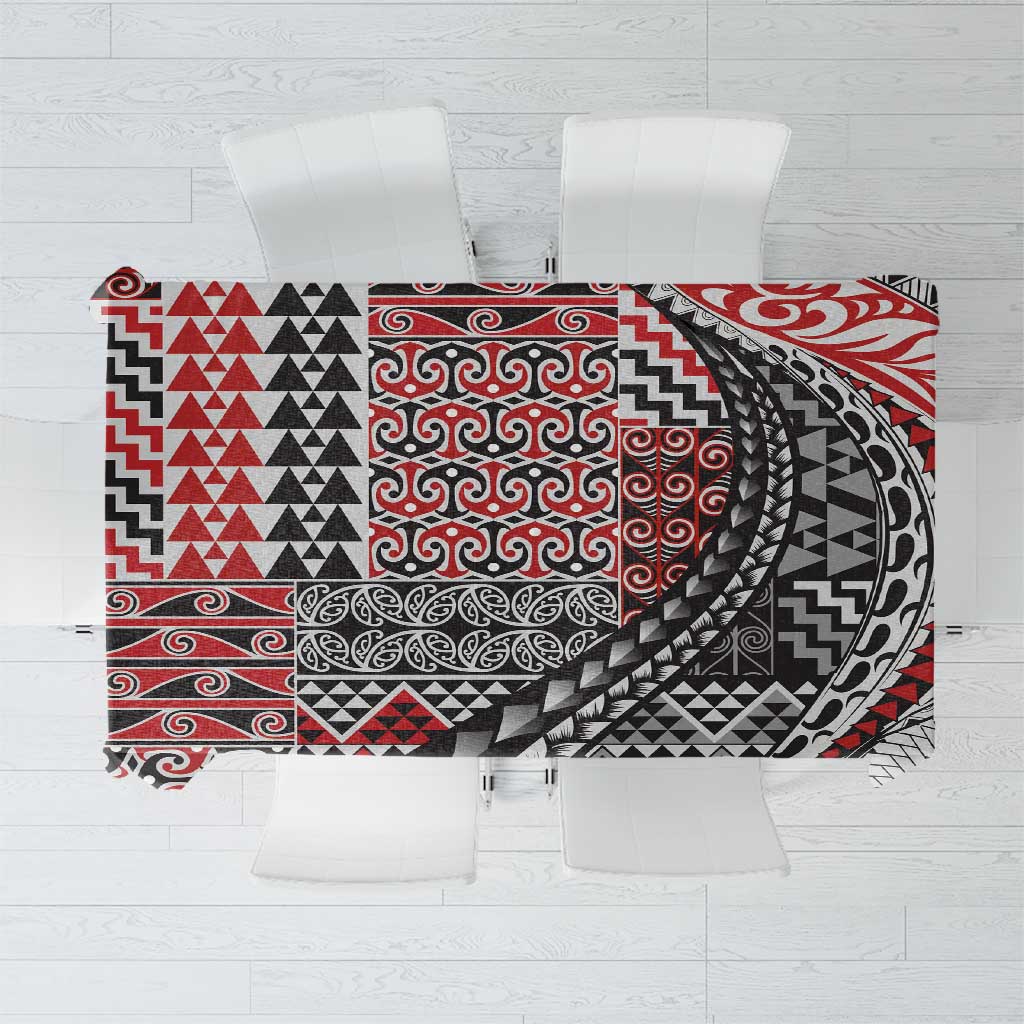 Aotearoa Maori Tribal Tattoo Tablecloth Kowhaiwhai Taniko Patchwork Motifs