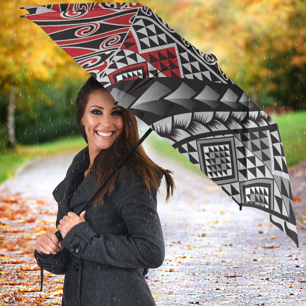 Aotearoa Maori Tribal Tattoo Umbrella Kowhaiwhai Taniko Patchwork Motifs - Polynesian Pride