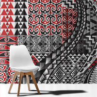 Aotearoa Maori Tribal Tattoo Window Curtain Kowhaiwhai Taniko Patchwork Motifs