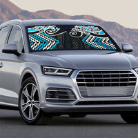 Blue Aotearoa Tukutuku Manawa Tapu Auto Sun Shade Ta Moko Toi Maori - Polynesian Pride
