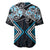 Blue Aotearoa Tukutuku Manawa Tapu Baseball Jersey Ta Moko Toi Maori