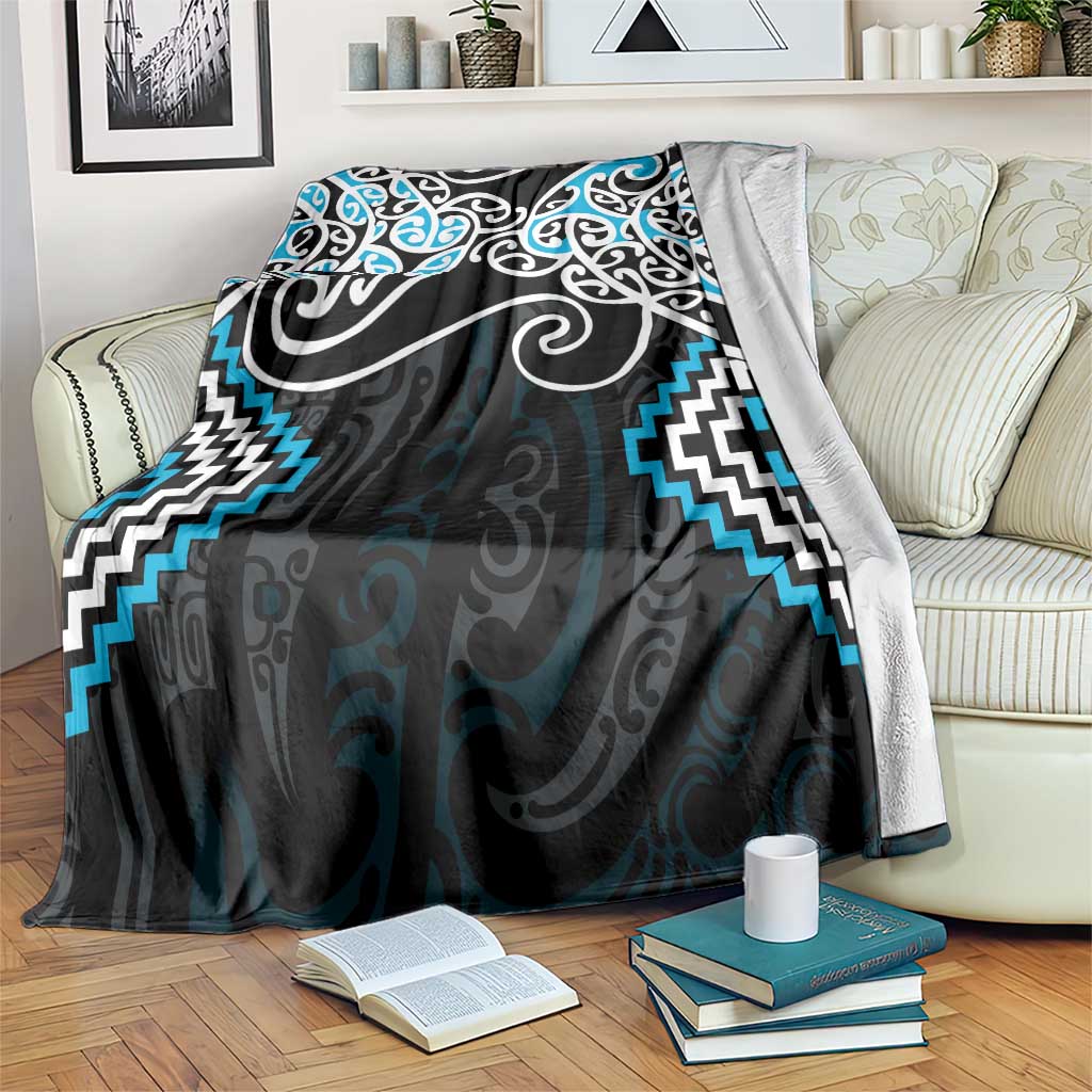 Blue Aotearoa Tukutuku Manawa Tapu Blanket Ta Moko Toi Maori