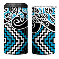 Blue Aotearoa Tukutuku Manawa Tapu 4 in 1 Can Cooler Tumbler Ta Moko Toi Maori
