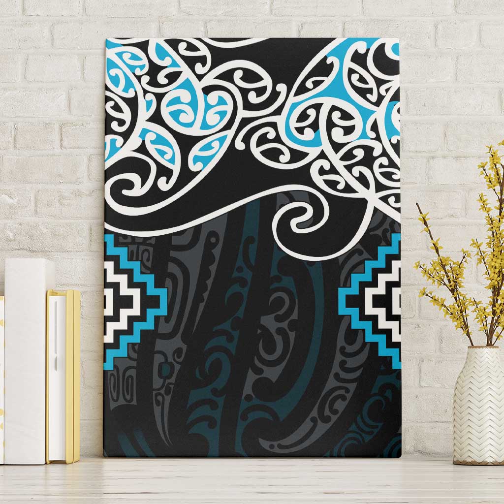 Blue Aotearoa Tukutuku Manawa Tapu Canvas Wall Art Ta Moko Toi Maori