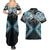 Blue Aotearoa Tukutuku Manawa Tapu Couples Matching Summer Maxi Dress and Hawaiian Shirt Ta Moko Toi Maori